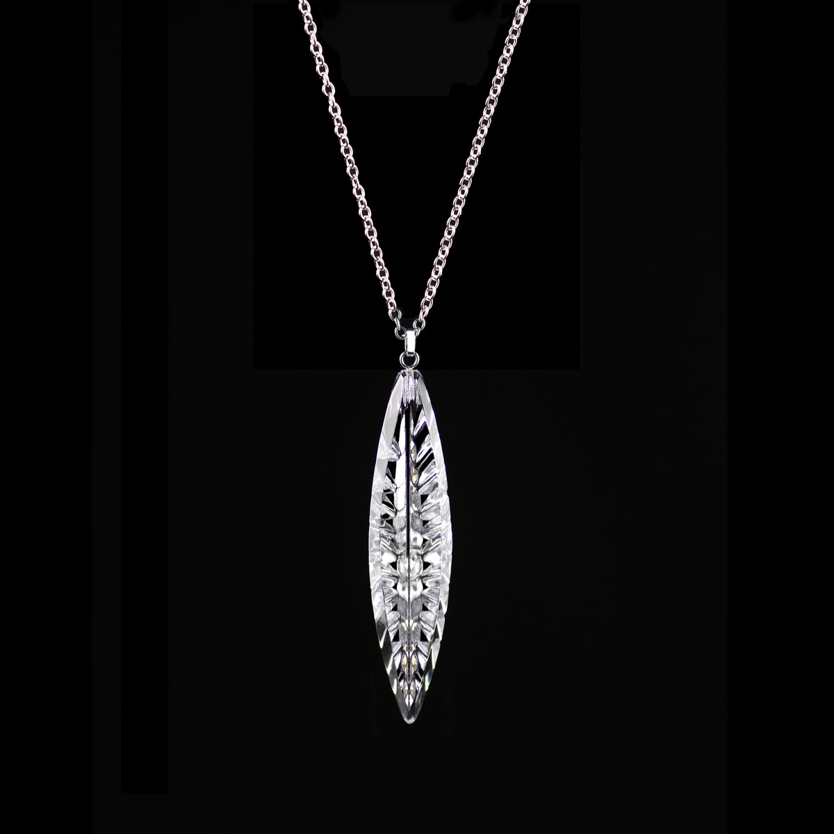 Cashs Ireland, Angel Feather Crystal and Sterling Silver Pendant Necklace